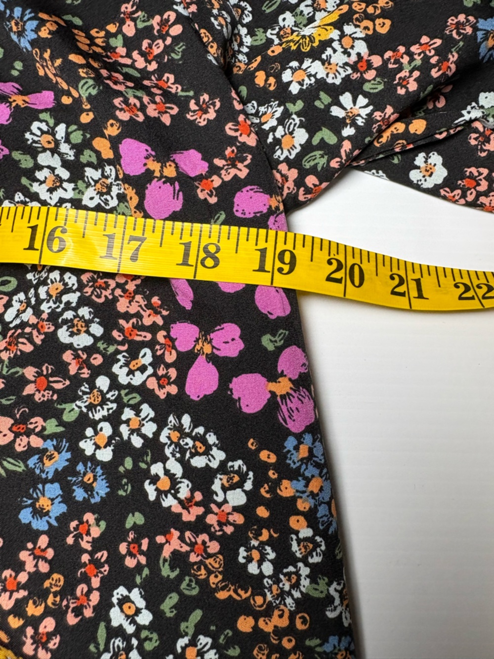 Women's Black Floral Long-Sleeve Blouse - Pink, Yellow, Blue Print - Picture 5 of 6